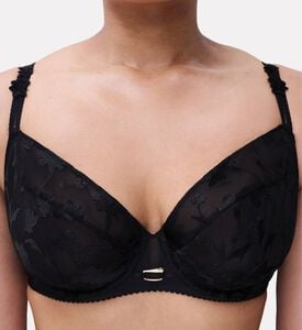 Chantelle Floral-embroidery Bra, Black, 90, C, Model View