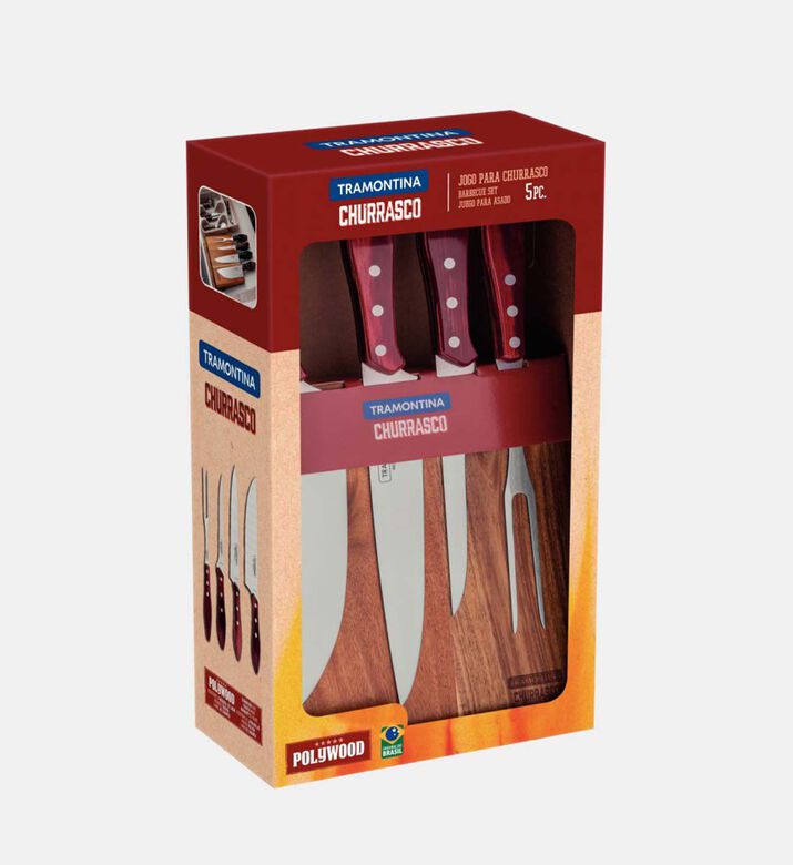 Tramontina Polywood Barbecue 5-piece Set - 22 X 11.5 X 37 Cm, Packshot View