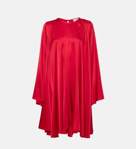 Stretch Silk Satin Flared Mini Dress