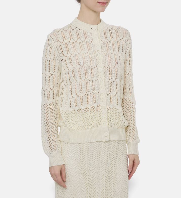 Jil Sander Zig-zag Pointelle Cardigan, Model View