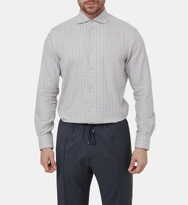 Pal Zileri Cotton Checkered Button-down Shirt, Model View