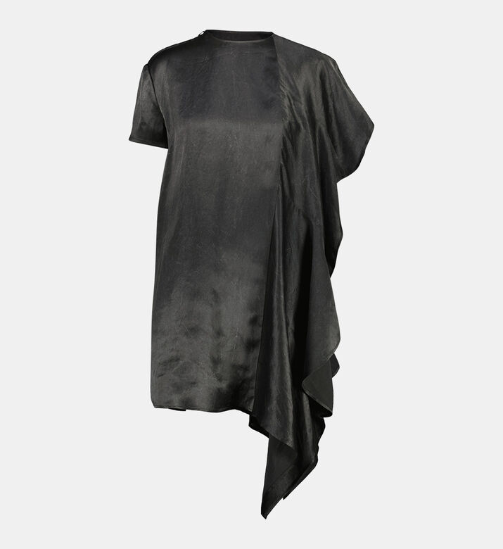 فستان غير متماثل بأكمام قصيرة