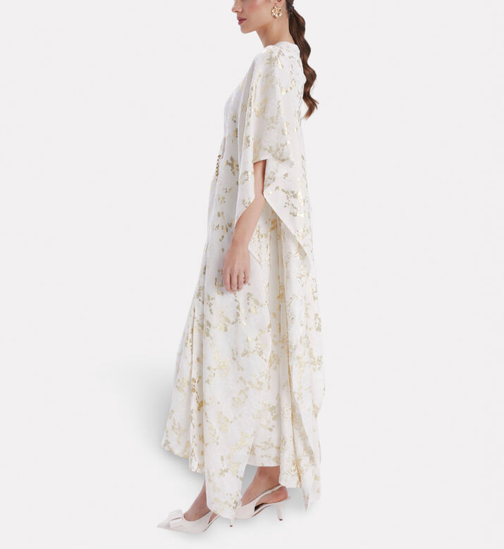 Poca and Poca Gold-tone Chain Belt Floral-embroidered Gown, Model View