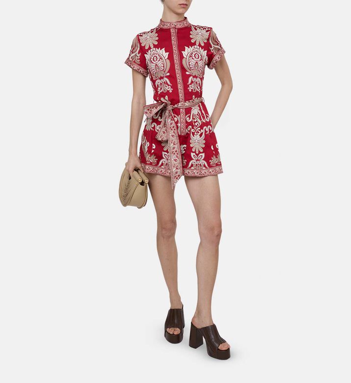 Ornamental-print Self-tie Mini Dress Ornamental-print Self-tie Mini Dress