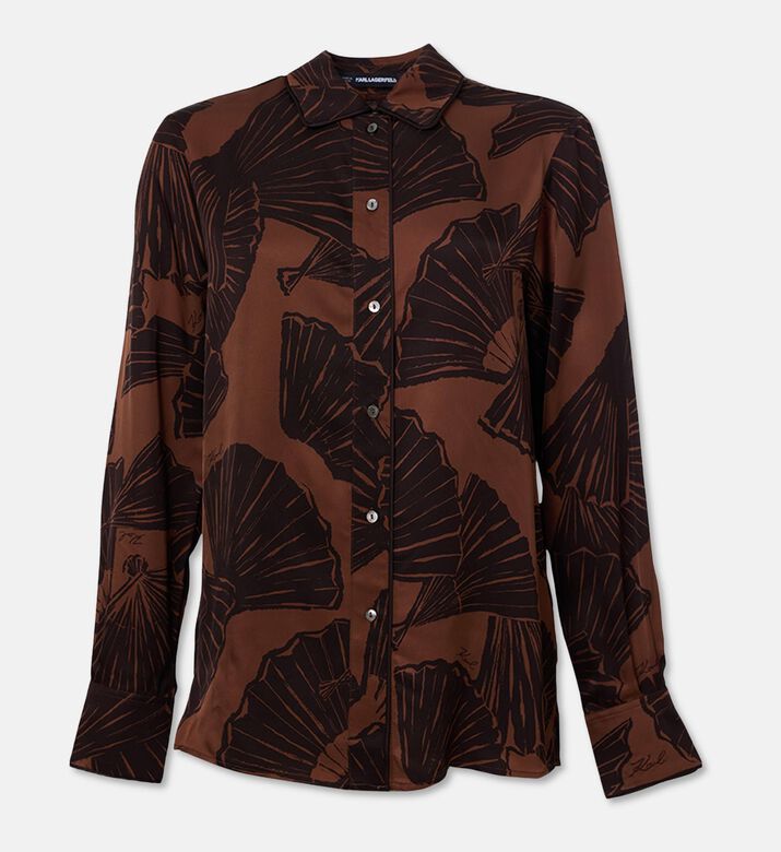 Karl Lagerfeld Fan Motif Wide Button Cuffs Blouse, Packshot View