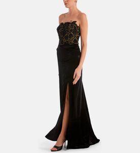 Velvet Butterfly Applique Corset Gown