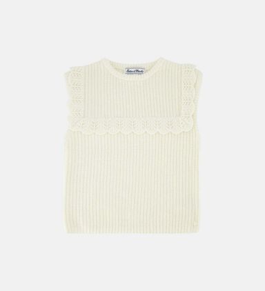 Preppy Hivernal Knit Ruffled Neck Vest