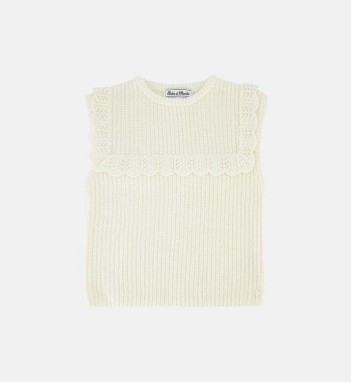 Preppy Hivernal Knit Ruffled Neck Vest