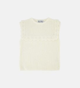 Preppy Hivernal Knit Ruffled Neck Vest Preppy Hivernal Knit Ruffled Neck Vest