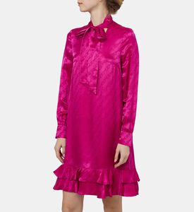 فستان بحافة مكشكشة بربطة أمامية