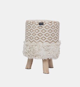 Home Deco and More Mila Cotton Fringes Round Stool, Packshot View