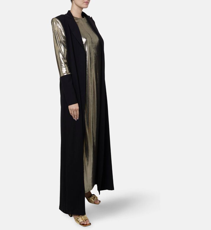 I Am The Company Nadia Contrast Gold Sleeves Abaya, Model View