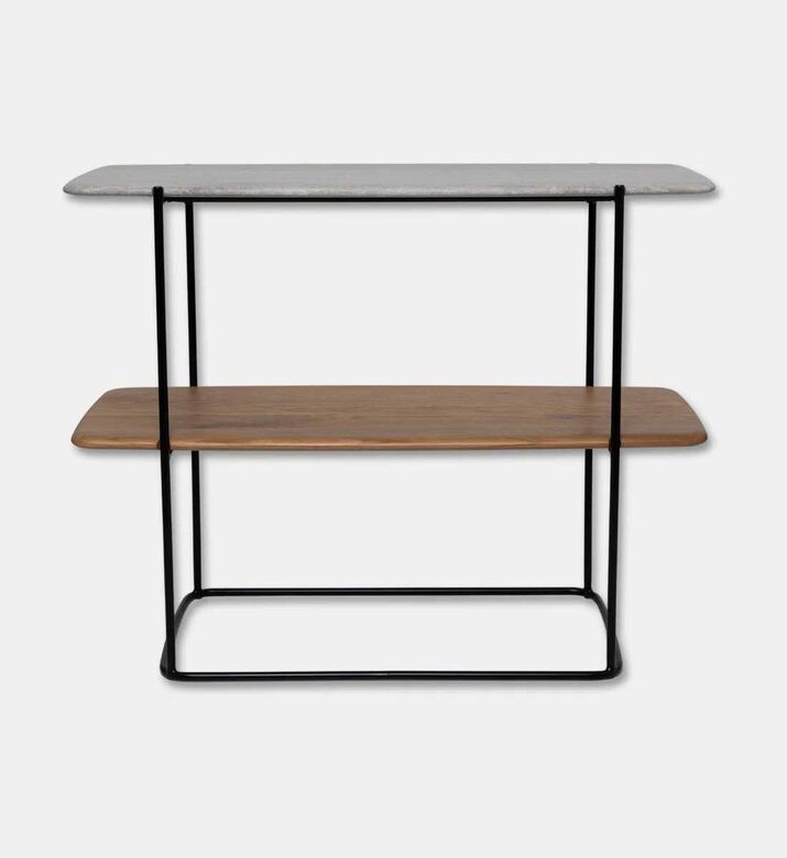 Home Deco and More Shard Single 2-shelves Shelving Unit, Oak, Packshot View