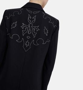 بليزر فيفا بياقة بطية في وتفاصيل بأحجار الراين