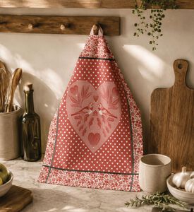 Jacquard Amour Cotton Tea Towel, Red, Packshot View