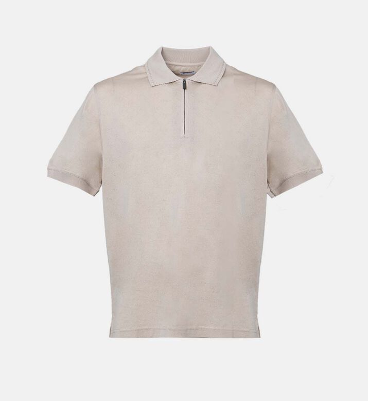 Cotton Front Half-zip Polo Shirt