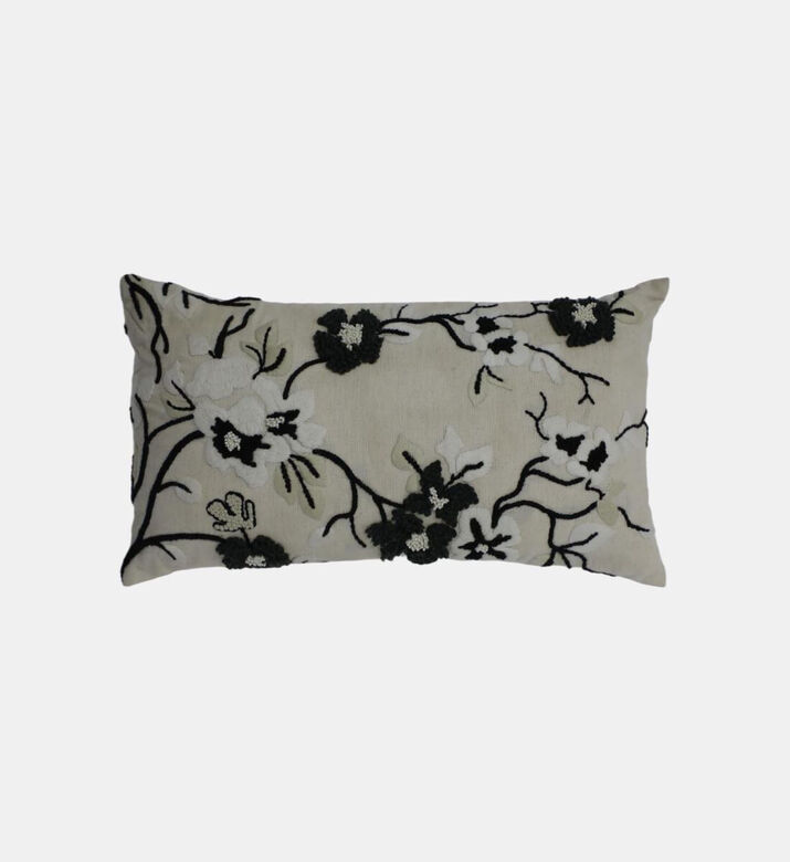 Home Deco and More Janice Embroidered Cushion, Black, 30x50x30-cm, Packshot View