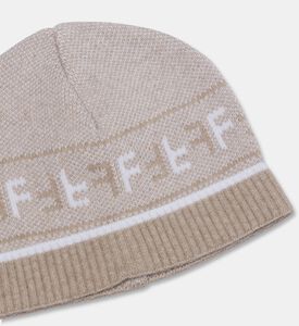 My First Collection Signature Jacquard Knit Baby Beanie, Beige, 0-1m, Packshot View