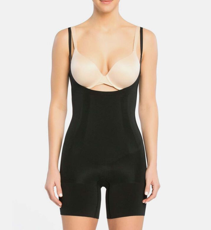 Open Bust Mid Thigh Body Suit