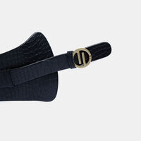 Logo Buckle Textured Belt