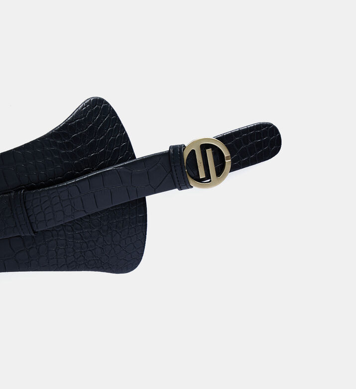 Logo Buckle Textured Belt