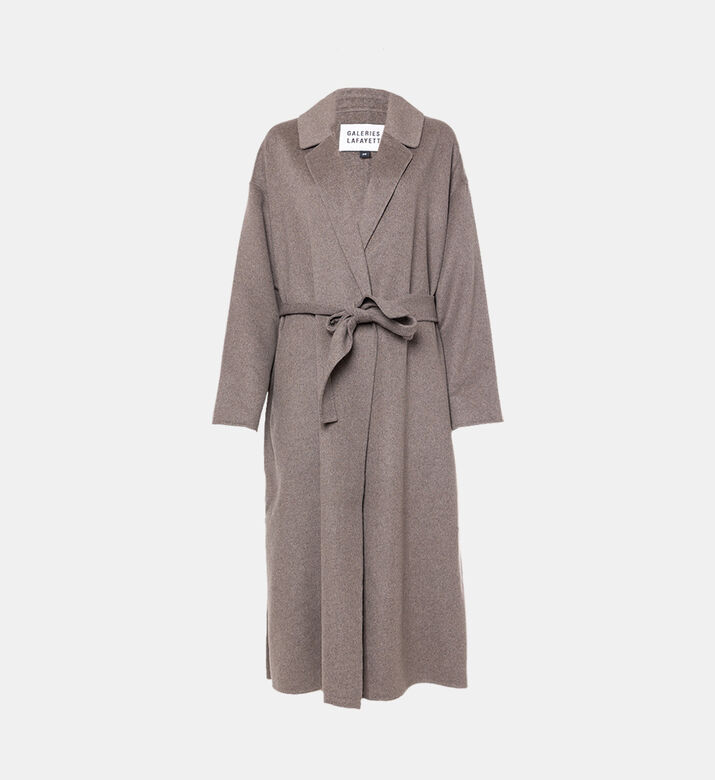 معطف طويل الأكمام بشق جانبي