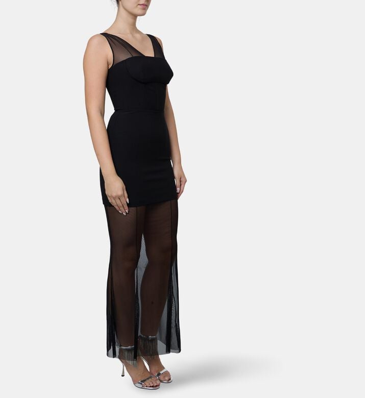 Nensi Dojaka Layered Sheer Maxi Mini Dress Combo, Model View