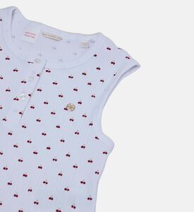 بلوزة بلا أكمام بطبعة كرز على كاملها