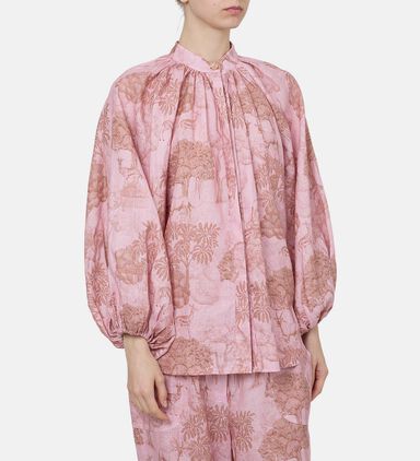 All-over Print Puff Sleeve Blouse
