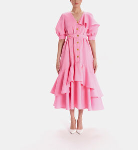 Ruffle Shoulder Midi Dress