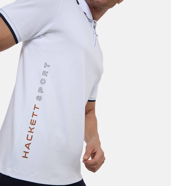 Hackett London Striped Short-sleeve Polo Shirt, White, Xl, Model View Hackett London Striped Short-sleeve Polo Shirt, White, Xl, Model View