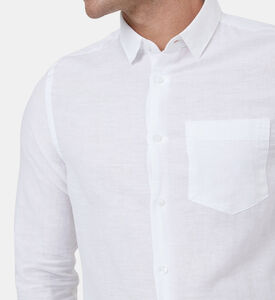 قميص بوبلين من القطن والكتان بقصة عادية