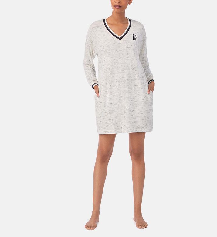 Hooded V-neck Short Sleepshirt