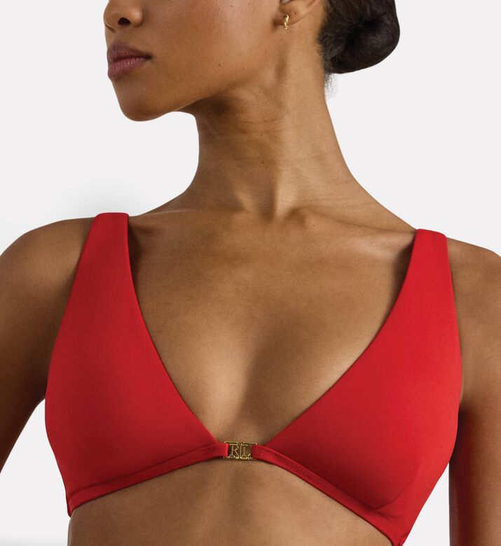 Ralph Lauren Tall Triangle Bikini Top, Red, 10, Model View