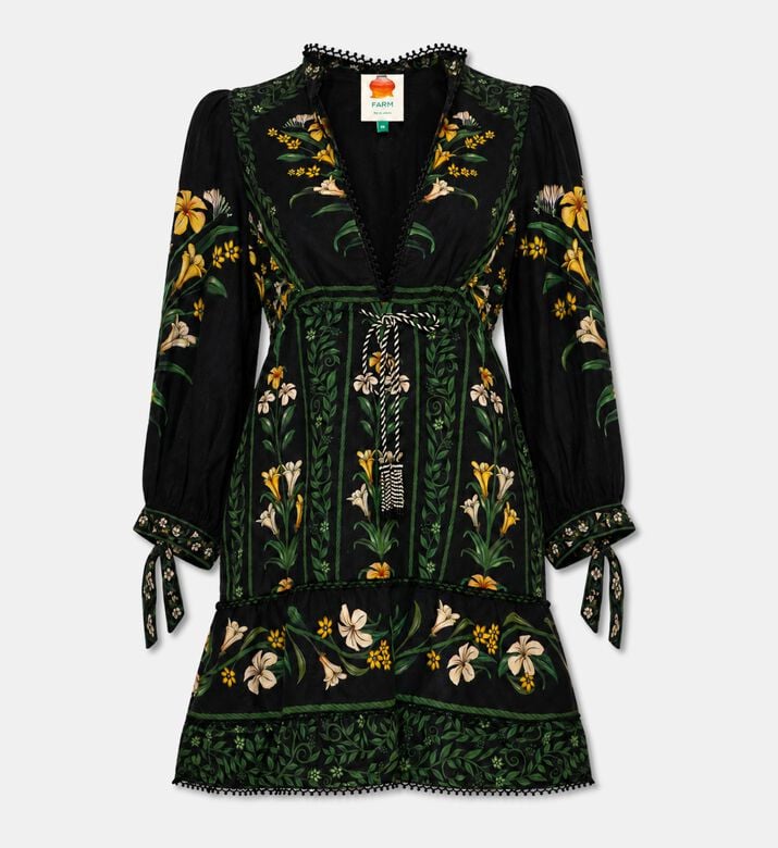 Farm Rio Black Flowers Arch Mini Dress, Packshot View