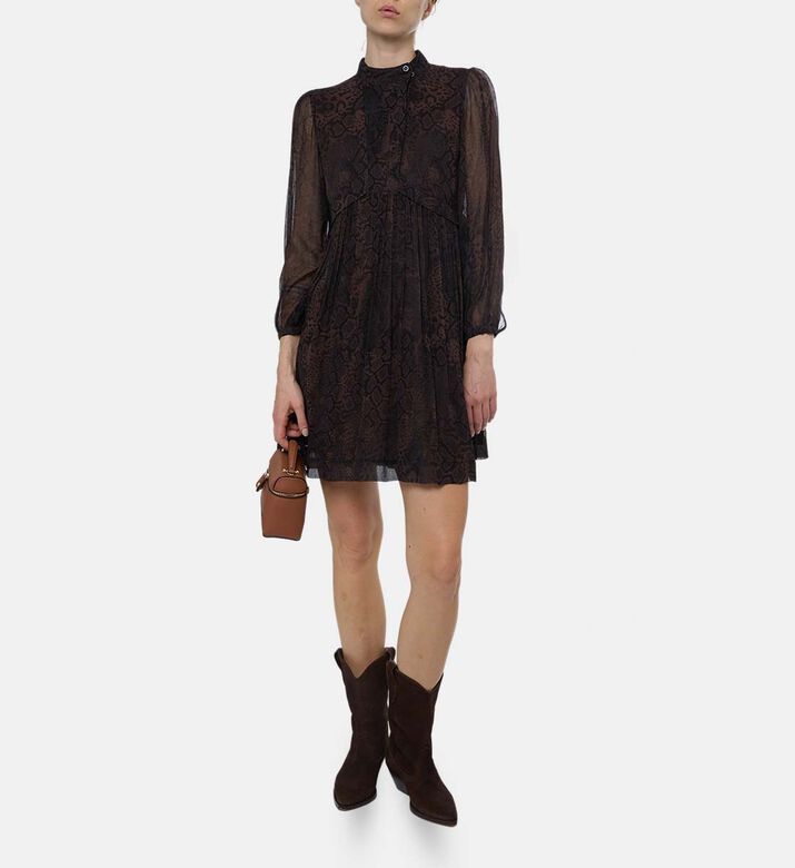 Ba and Sh Snake Skin-print Round Neck Dress, Model View Ba and Sh Snake Skin-print Round Neck Dress, Model View