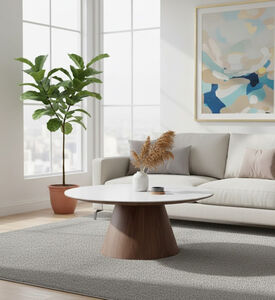 Home Deco and More Snow Walnut Ceramic Walnut Coffee Table, Packshot View