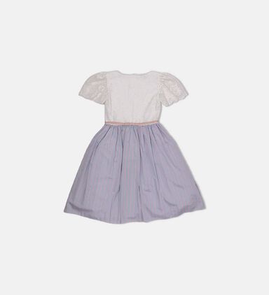 Stripe-print Short-sleeve Flared Dress
