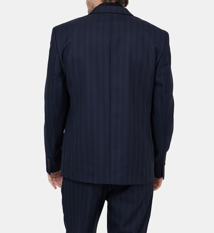 Striped Double-breasted Suit Jacket