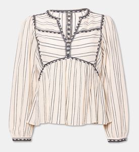 Ba and Sh Reese Striped Cuffed Long-sleeve Blouse, Packshot View