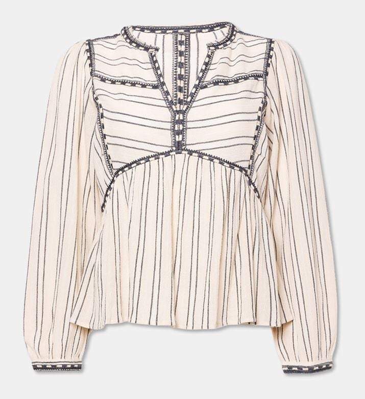 Ba and Sh Reese Striped Cuffed Long-sleeve Blouse, Packshot View