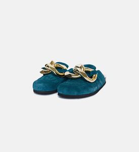 Leather Chain Loafer Mules