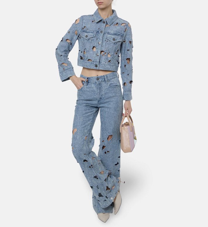 Alice and Olivia Cut-out Detail Button Closure Long-sleeve Jacket, Model View