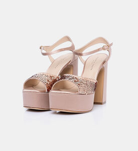 صندل ستيكس مزين بترتر بكعب سميك