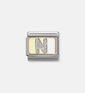 Composable Classic Link Silver Glitter Letter N Charm Composable Classic Link Silver Glitter Letter N Charm