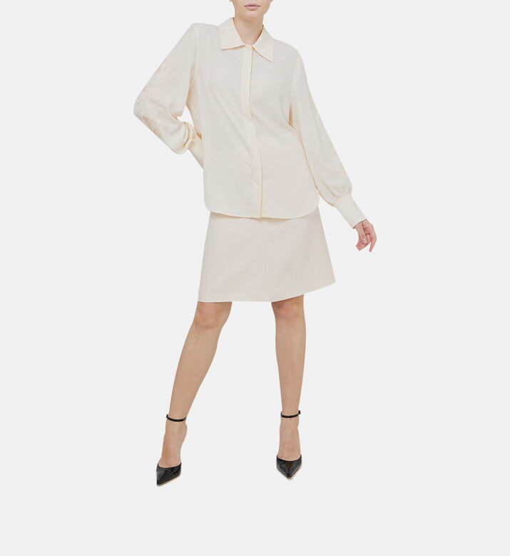 Wool Silk Buttoned Mini Skirt