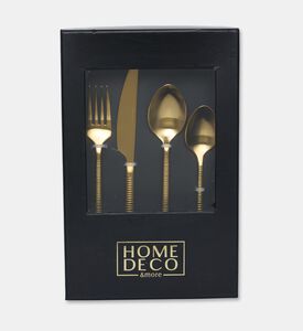 Home Deco and More Stainless Steel 18/0 Shiny-finish 24-piece Cutlery Set, Gold, Packshot View