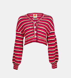 كارديغان كروشيه مخطط بألوان