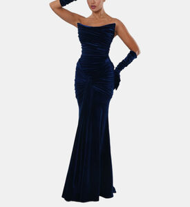 Satin Draped Bodice Mermaid Gown