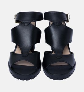 Block Heel Strip Cutout Sandals Block Heel Strip Cutout Sandals